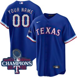 Alternative view of Texas Rangers 2023 World Series All Stitched Custom Jersey - Royal