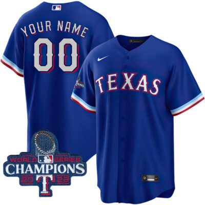 Alternative view of Texas Rangers 2023 World Series All Stitched Custom Jersey - Royal