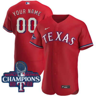 Texas Rangers 2023 World Series Red Custom Jersey - All Stitched