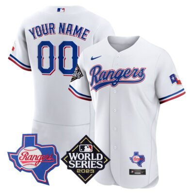 Texas Rangers 2023 World Series "Texas State" White Custom Jersey - All Stitched