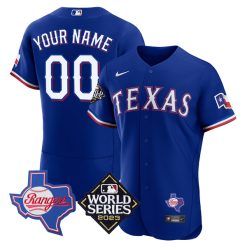 Texas Rangers 2023 World Series "Texas State" Royal Custom Jersey - All Stitched