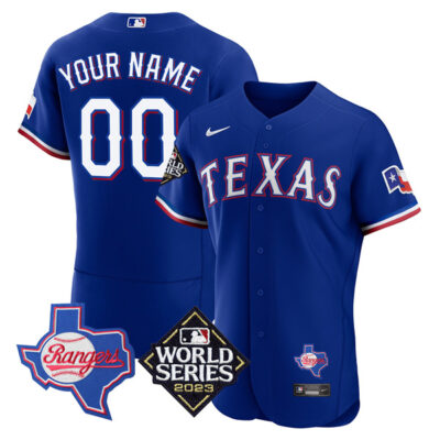 Texas Rangers 2023 World Series "Texas State" Royal Custom Jersey - All Stitched
