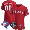 Texas Rangers 2023 World Series "Texas State" Red Custom Jersey - All Stitched