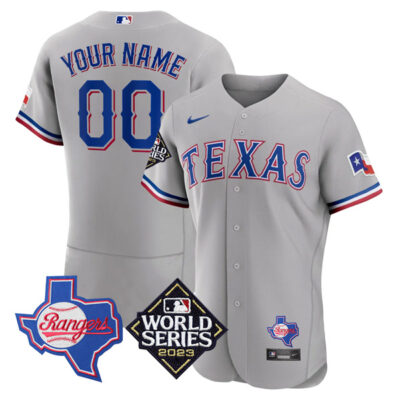 Texas Rangers 2023 World Series "Texas State" Grey Custom Jersey - All Stitched