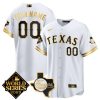 Custom Texas Rangers Gold Edition 2023 World Series Patch White Jersey - All Stitched