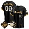 Custom Texas Rangers Black and Gold 2023 World Series Jersey - All Stitched