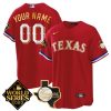 Custom Texas Rangers Gold World Series 2023 Red Jersey - All Stitched