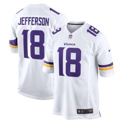 Alternative view of Justin Jefferson Minnesota Vikings White Game Jersey - All Stitched