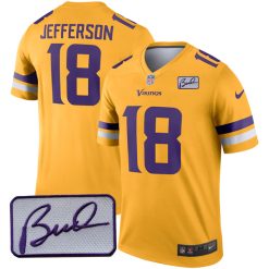 Justin Jefferson Minnesota Vikings Gold Inverted Legend Jersey - All Stitched