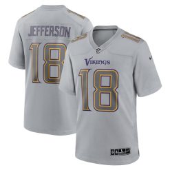Alternative view of Justin Jefferson Minnesota Vikings Gray Atmosphere Fashion Jersey - All Stitched