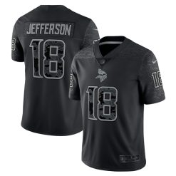 Alternative view of Justin Jefferson Minnesota Vikings RFLCTV Black Limited Jersey - All Stitched