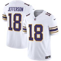 Alternative view of Justin Jefferson Minnesota Vikings White Classic Vapor F.U.S.E Limited Jersey - All Stitched