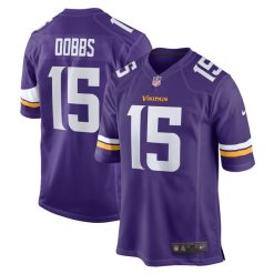 Alternative view of Joshua Dobbs Minnesota Vikings Purple Game Jersey - All Stitched
