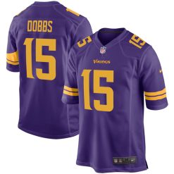 Alternative view of Joshua Dobbs Minnesota Vikings Alternate Purple Game Jersey - All Stitched
