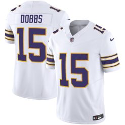 Alternative view of Joshua Dobbs Minnesota Vikings White Classic Vapor F.U.S.E Limited Jersey - All Stitched