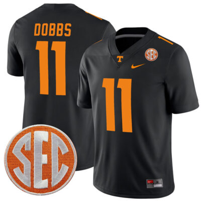 Joshua Dobbs Tennessee Volunteers College Football Black Game Jersey - All Stitched