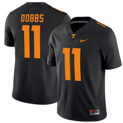 Alternative view of Joshua Dobbs Tennessee Volunteers College Football Black Game Jersey - All Stitched