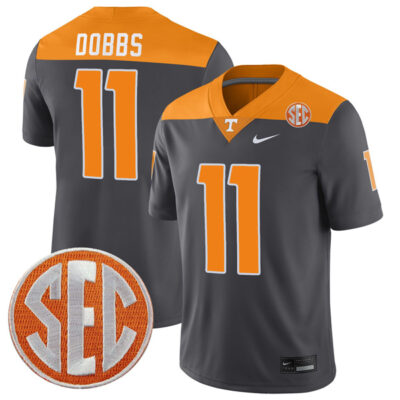 Joshua Dobbs Tennessee Volunteers College Football "Anthracite" Game Jersey - All Stitched