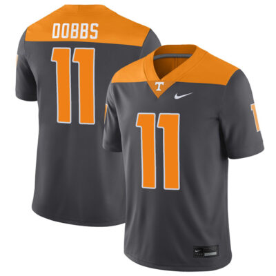 Alternative view of Joshua Dobbs Tennessee Volunteers College Football "Anthracite" Game Jersey - All Stitched