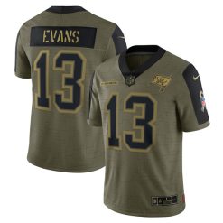 Alternative view of Mike Evans Tampa Bay Buccaneers Olive 2021 Salute To Service Limited Jersey - All Stitched
