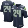 Marshawn Lynch Seattle Seahawks Navy Game Jersey - All Stitched