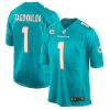 Tua Tagovailoa Miami Dolphins Aqua Game Jersey - All Stitched