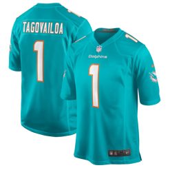 Alternative view of Tua Tagovailoa Miami Dolphins Aqua Game Jersey - All Stitched