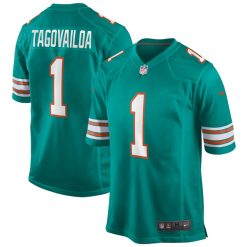 Alternative view of Tua Tagovailoa Miami Dolphins Alternate Aqua Game Jersey - All Stitched