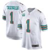 Tua Tagovailoa Miami Dolphins Alternate White Game Jersey - All Stitched
