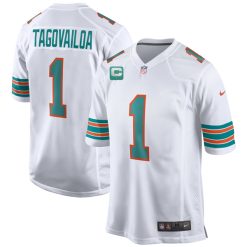 Tua Tagovailoa Miami Dolphins Alternate White Game Jersey - All Stitched