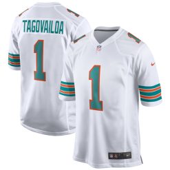Alternative view of Tua Tagovailoa Miami Dolphins Alternate White Game Jersey - All Stitched