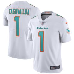 Alternative view of Tua Tagovailoa Miami Dolphins White Vapor Untouchable Limited Jersey - All Stitched