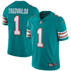 Alternative view of Tua Tagovailoa Miami Dolphins Alternate Aqua Vapor Untouchable Limited Jersey - All Stitched