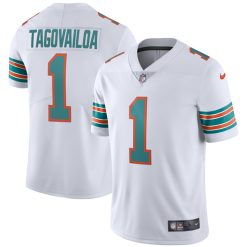 Alternative view of Tua Tagovailoa Miami Dolphins Alternate White Vapor Untouchable Limited Jersey - All Stitched