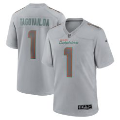 Alternative view of Tua Tagovailoa Miami Dolphins Gray Atmosphere Fashion Game Jersey - All Stitched