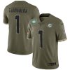 Tua Tagovailoa Miami Dolphins Olive 2022 Salute To Service Jersey - All Stitched
