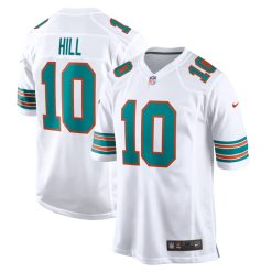 Alternative view of Tyreek Hill Miami Dolphins Alternate White Game Jersey - All Stitched