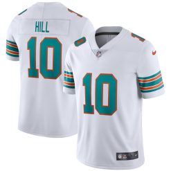 Alternative view of Tyreek Hill Miami Dolphins Alternate White Vapor Untouchable Limited Jersey - All Stitched