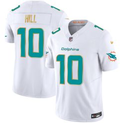 Alternative view of Tyreek Hill Miami Dolphins White "Gold Trim" Vapor F.U.S.E Limited Jersey - All Stitched