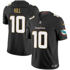 Alternative view of Tyreek Hill Miami Dolphins Black "Gold Trim" Vapor F.U.S.E Limited Jersey - All Stitched