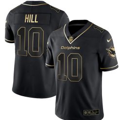 Alternative view of Tyreek Hill Miami Dolphins Black Gold Vapor Untouchable Limited Jersey - All Stitched