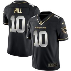 Alternative view of Tyreek Hill Miami Dolphins Alternate Black Gold Vapor Untouchable Limited Jersey - All Stitched