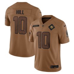Alternative view of Tyreek Hill Miami Dolphins Brown 2023 Salute To Service Jersey - All Stitched