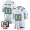 Custom Miami Dolphins Away Game Jersey White - All Stitched