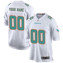 Alternative view of Custom Miami Dolphins Away Game Jersey White - All Stitched
