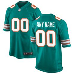 Alternative view of Custom Miami Dolphins Alternate Home Game Jersey - All Stitched
