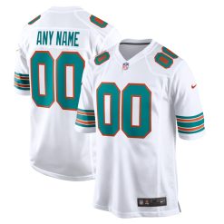 Alternative view of Custom Miami Dolphins Alternate Away Game Jersey White - All Stitched