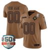 Miami Dolphins Brown 2023 Salute To Service Custom Jersey - All Stitched