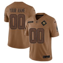 Alternative view of Custom Miami Dolphins Brown 2023 Salute To Service Jersey - All Stitched
