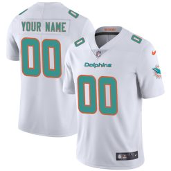 Alternative view of Custom Miami Dolphins White Vapor Untouchable Limited Jersey - All Stitched